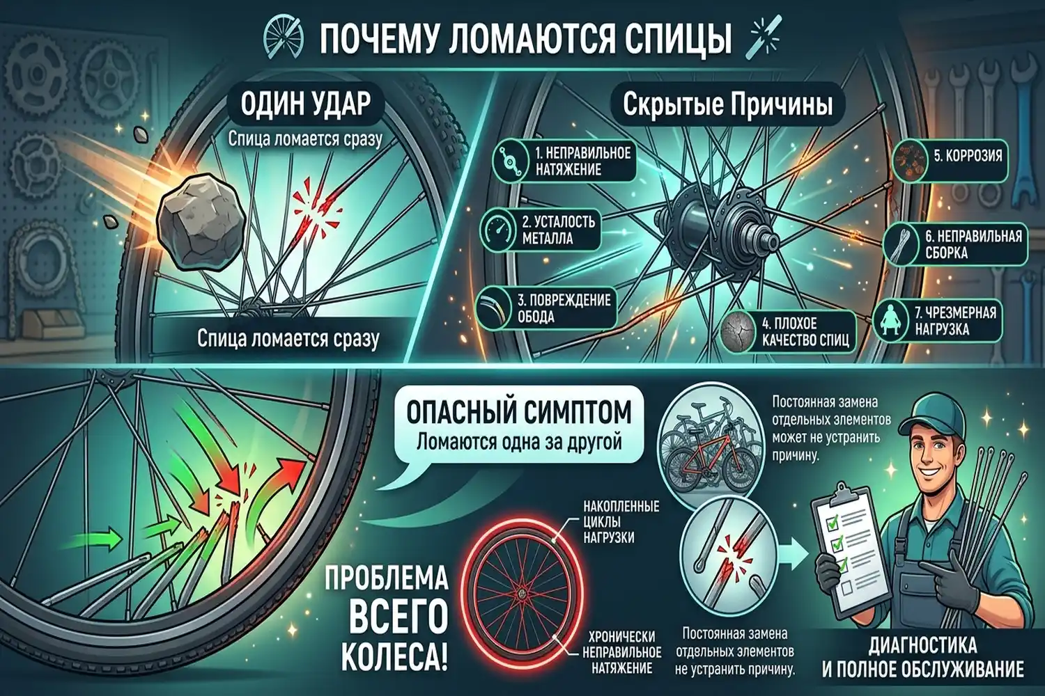 почему ломаются велосипедные спицы