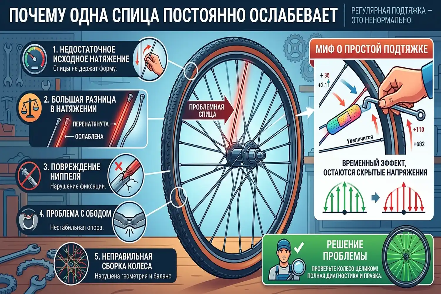 почему спицы постоянно ослабевают