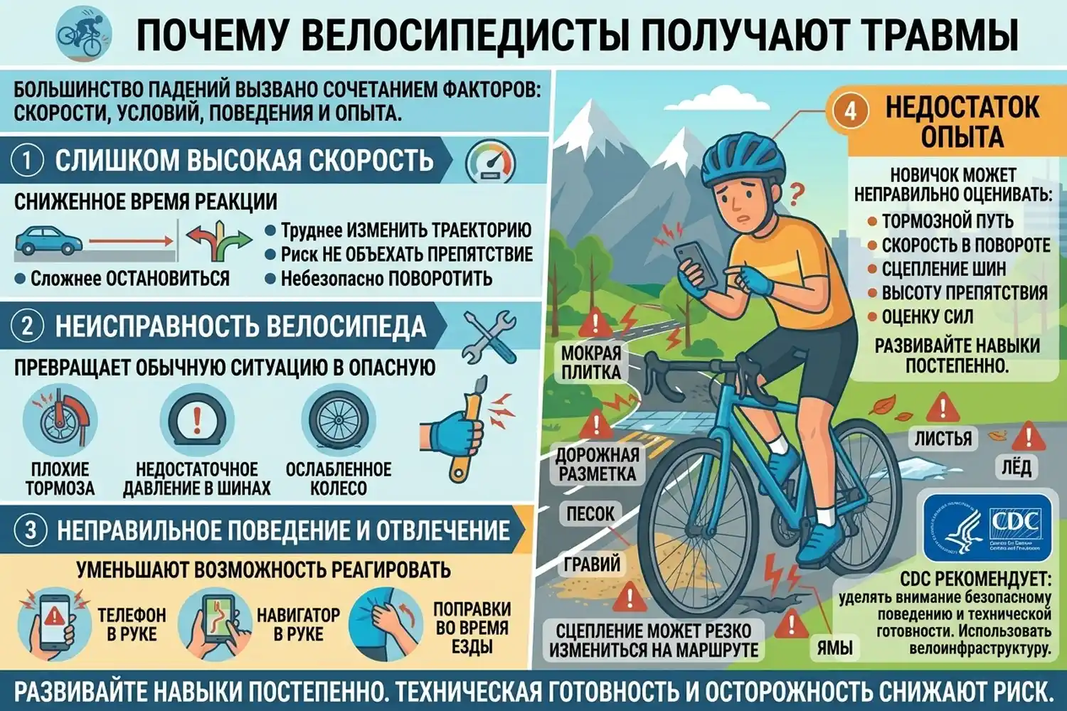 почему велосипедисты получают травмы