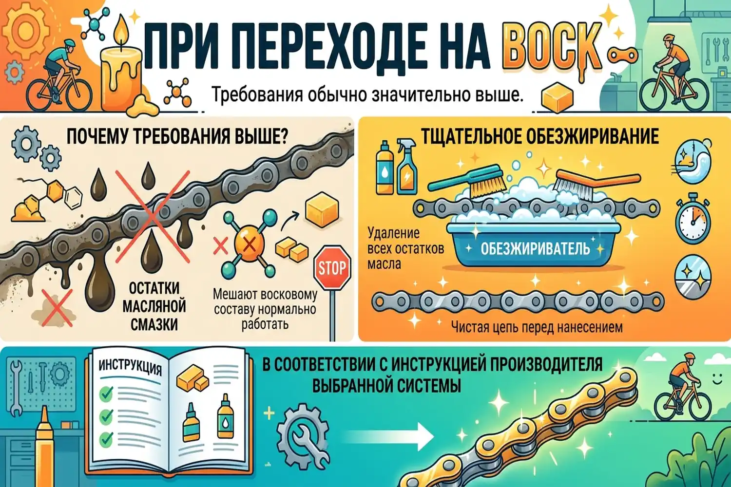 при переходе на воск