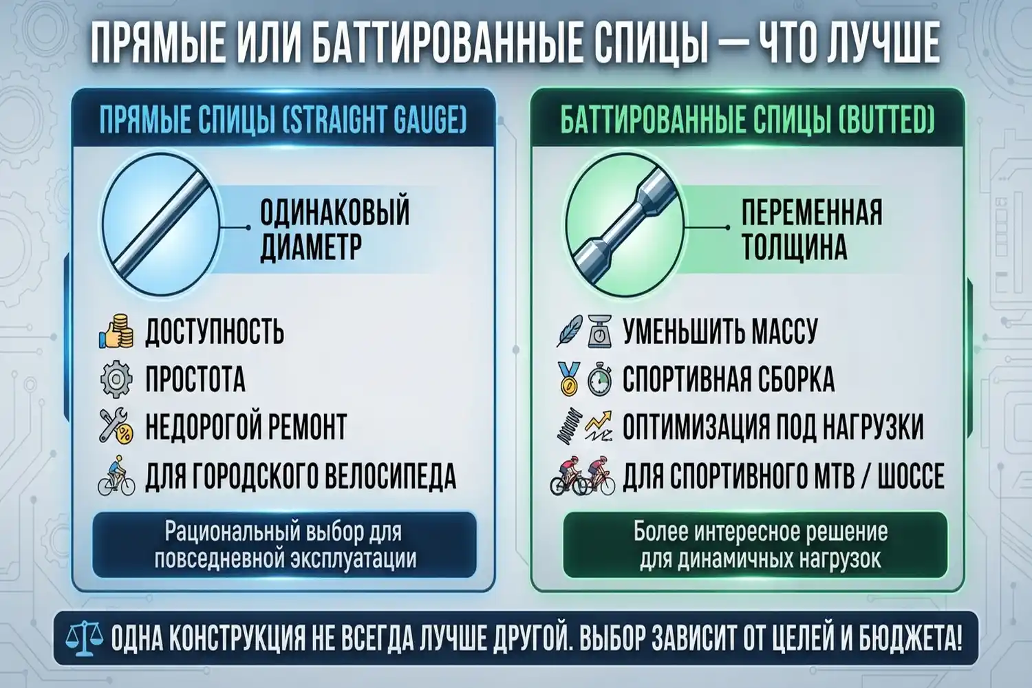 прямые или баттированные спицы что лучше