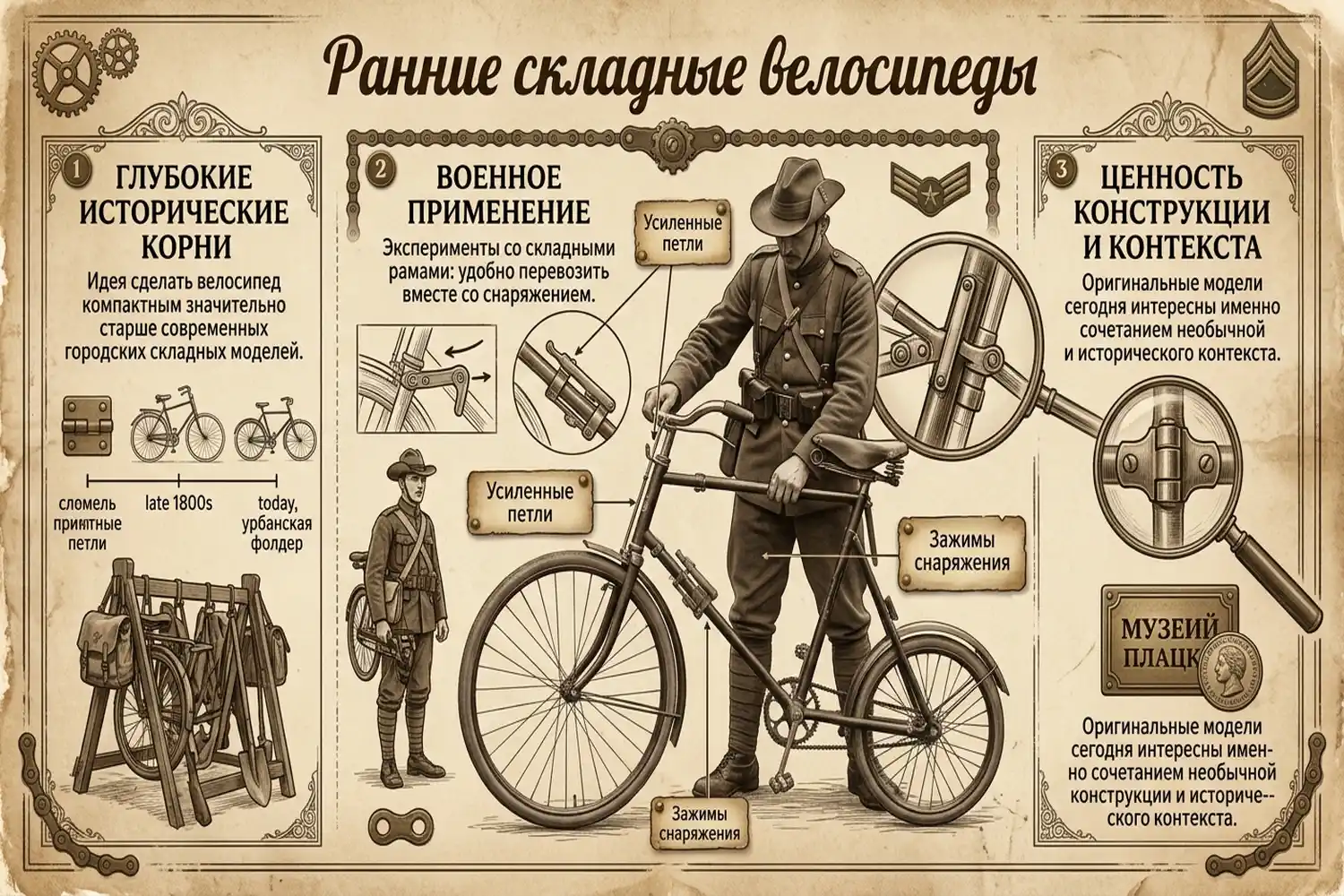 ранние складные велосипеды