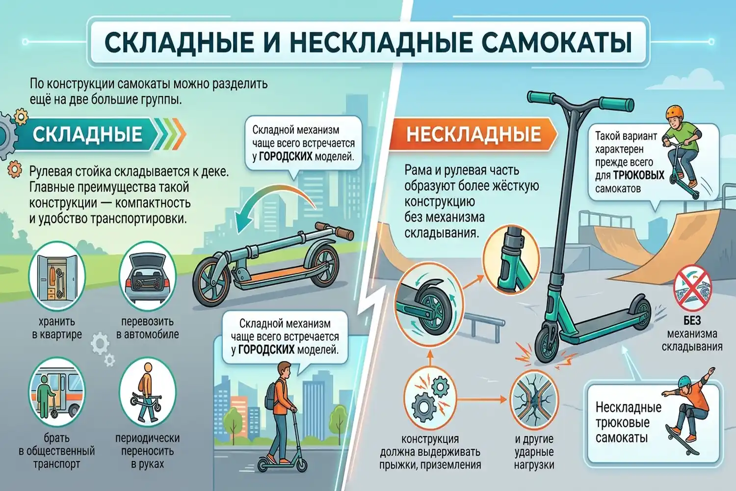 складные и нескладные самокаты