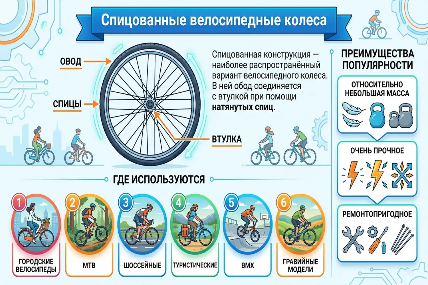 спицованные велосипедные колеса