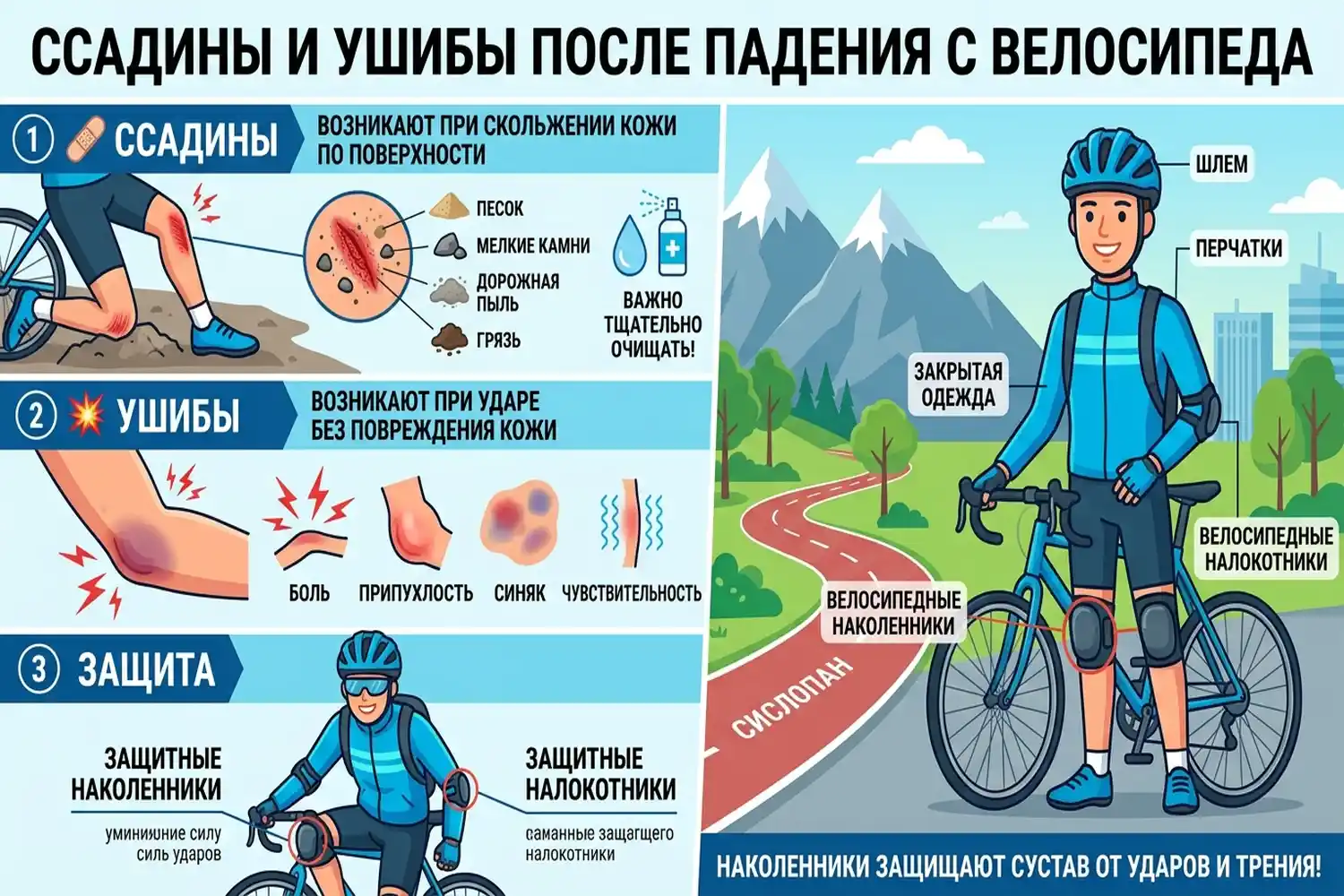 ссадины и ушибы после падения с велосипеда