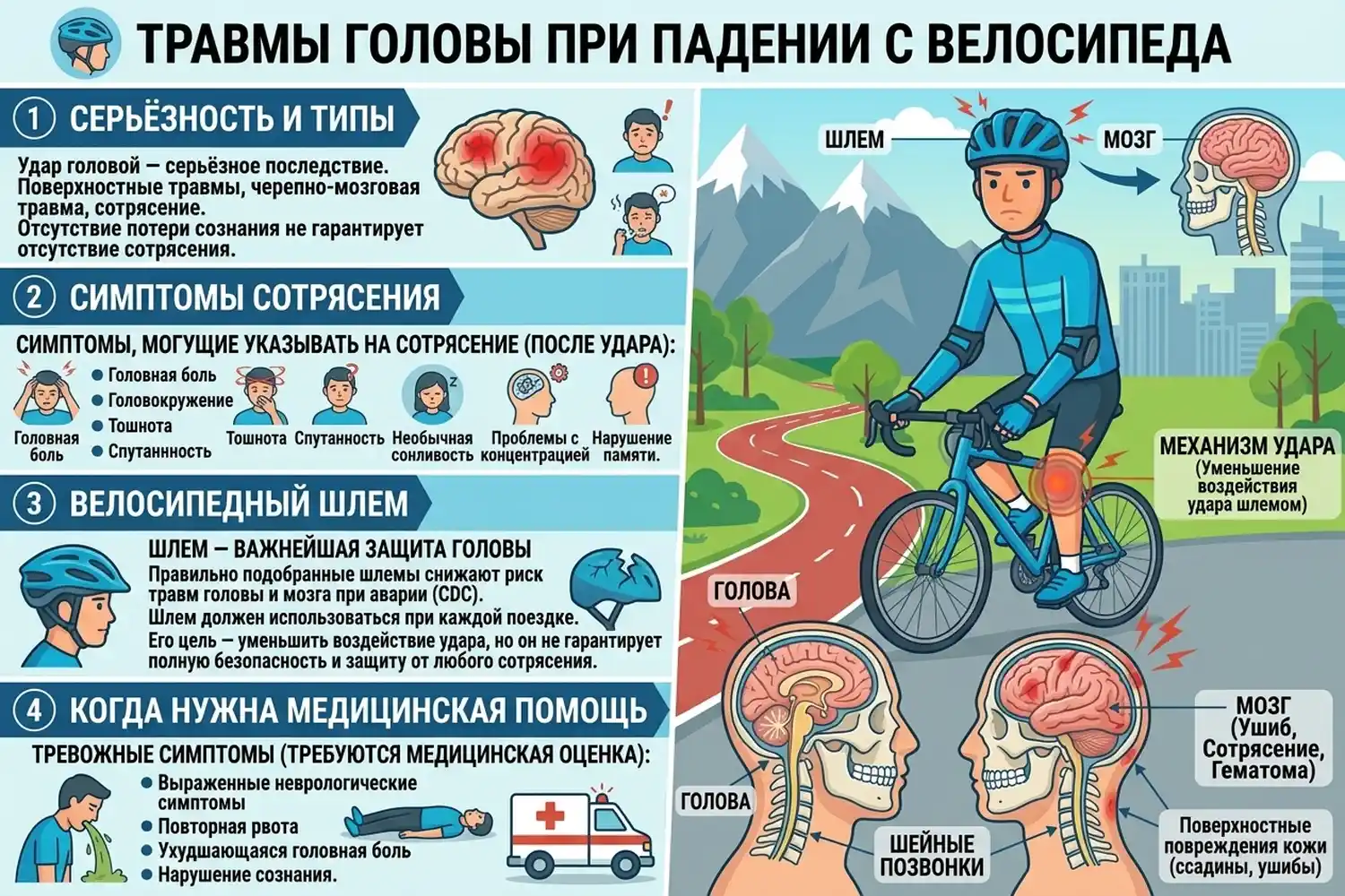 травмы головы при падении с велосипеда