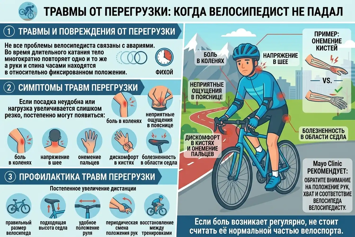 травмы от перегрузки: когда велосипедист не падал