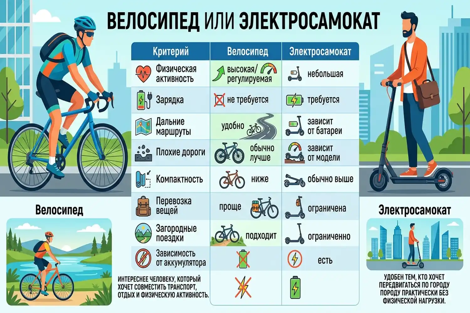 велосипед или электросамокат