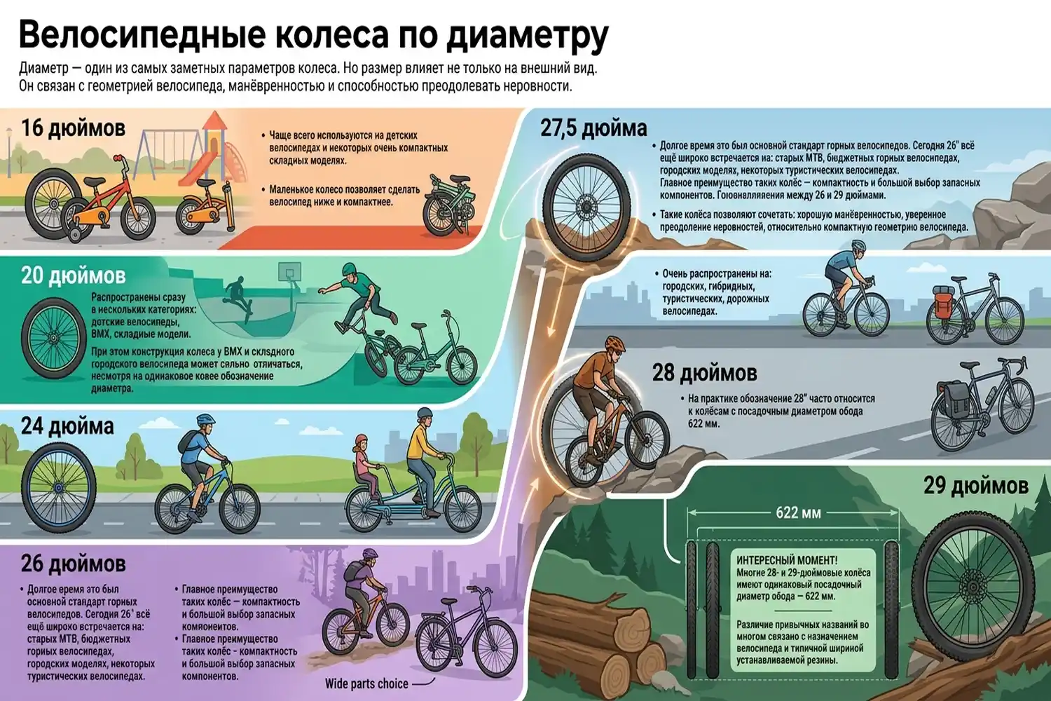 велосипедные колеса по диаметру